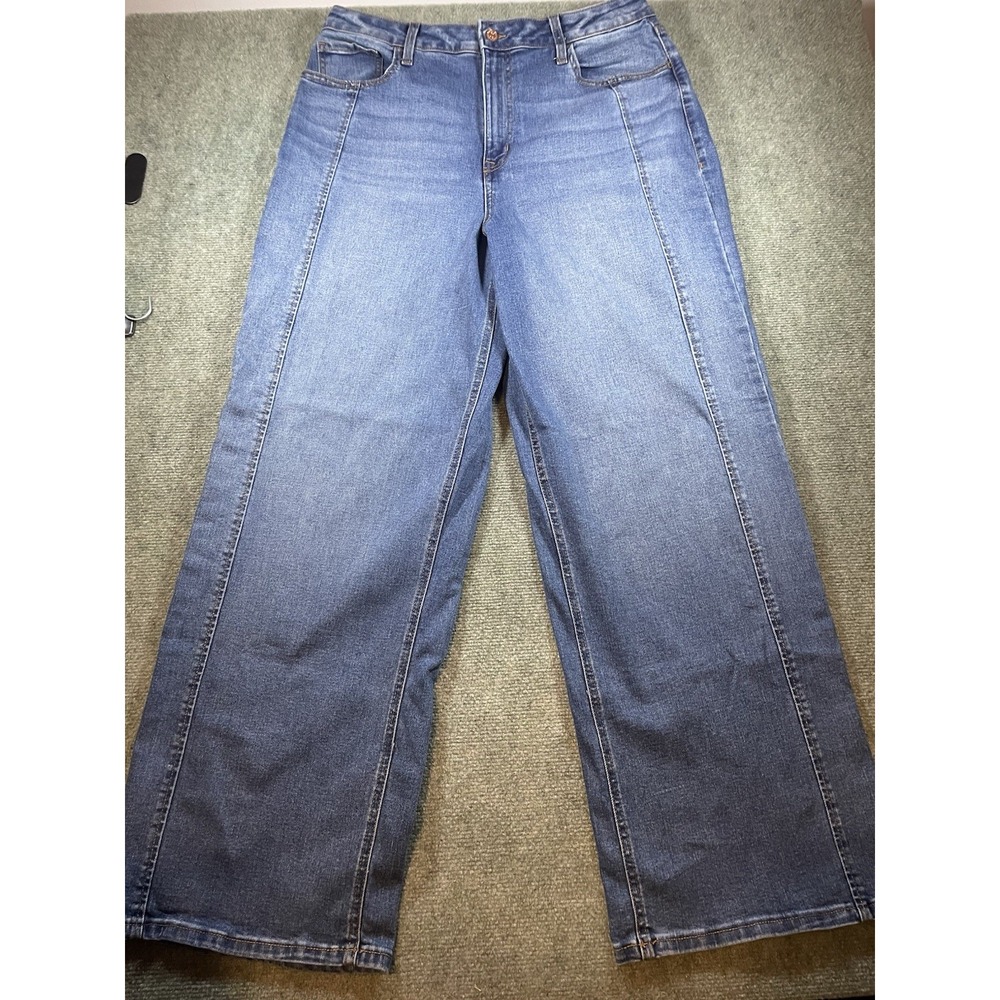 M Jeans Maurices High Rise Wide Leg Blue Jeans Womens Size 16 Long Baggy
